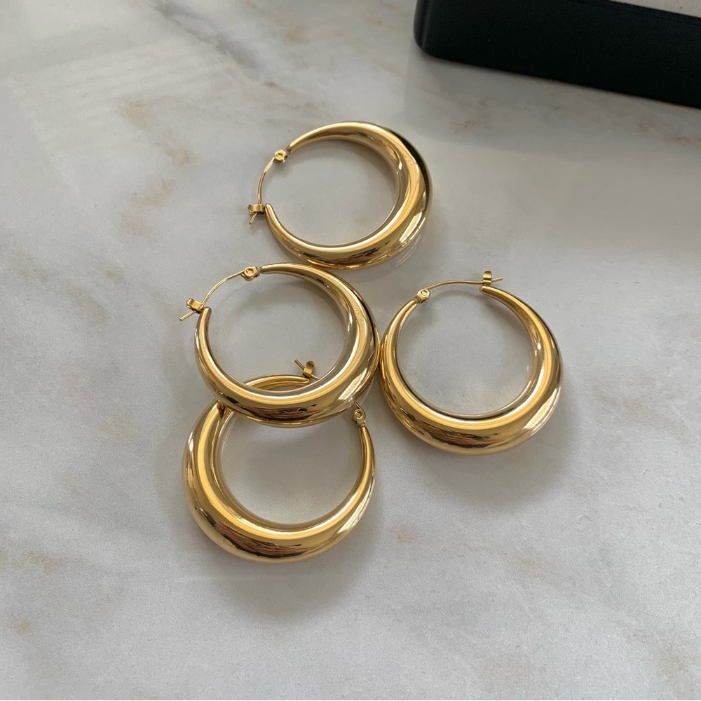 Big hoop earrings, chunky gold hoop earrings, thick gold hoop earrings,gold hoop